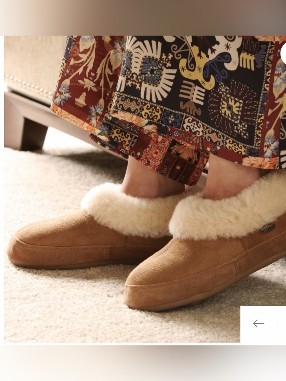 Acorn Oh Ewe shearling bootie slippers in Walnut, size 8 - Picture 9 of 9